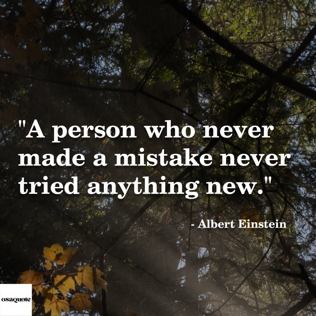“A person who never made a mistake never tried anything new.”