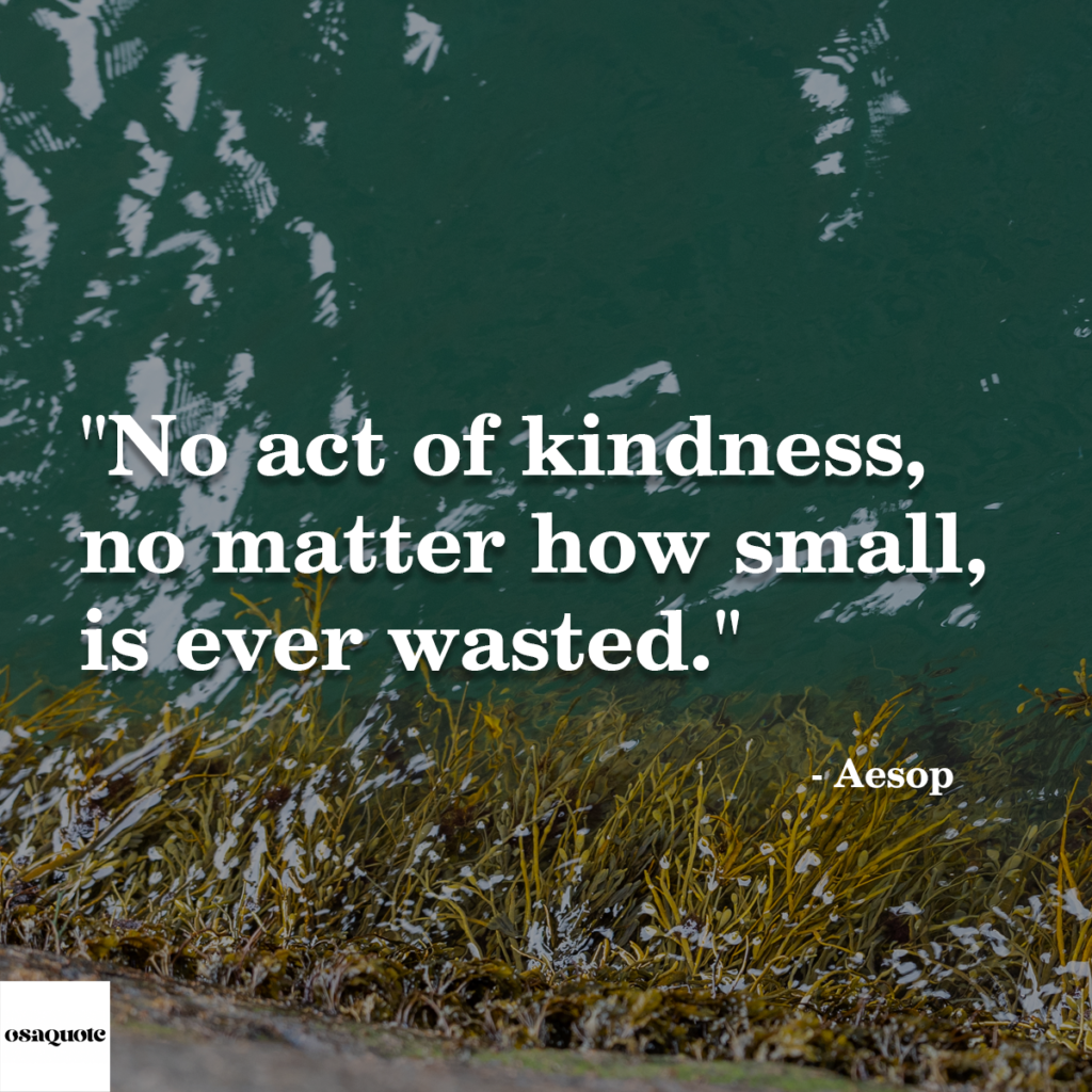 “No act of kindness, no matter how small, is ever wasted.”